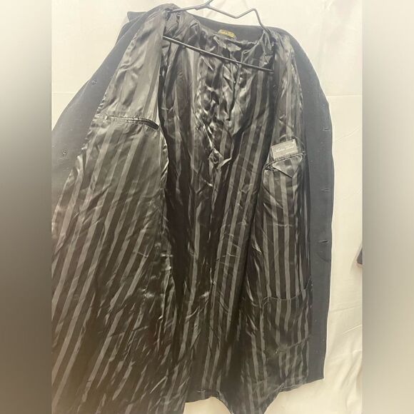 Black Cashmere and Wool Blend Italian Peacoat - Picture 5 of 7